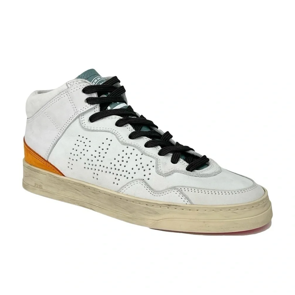 New P448 Balihi High Top Sneaker Women’s Euro Size 39 (US 8.5 - 9) White Orange - Picture 13 of 13
